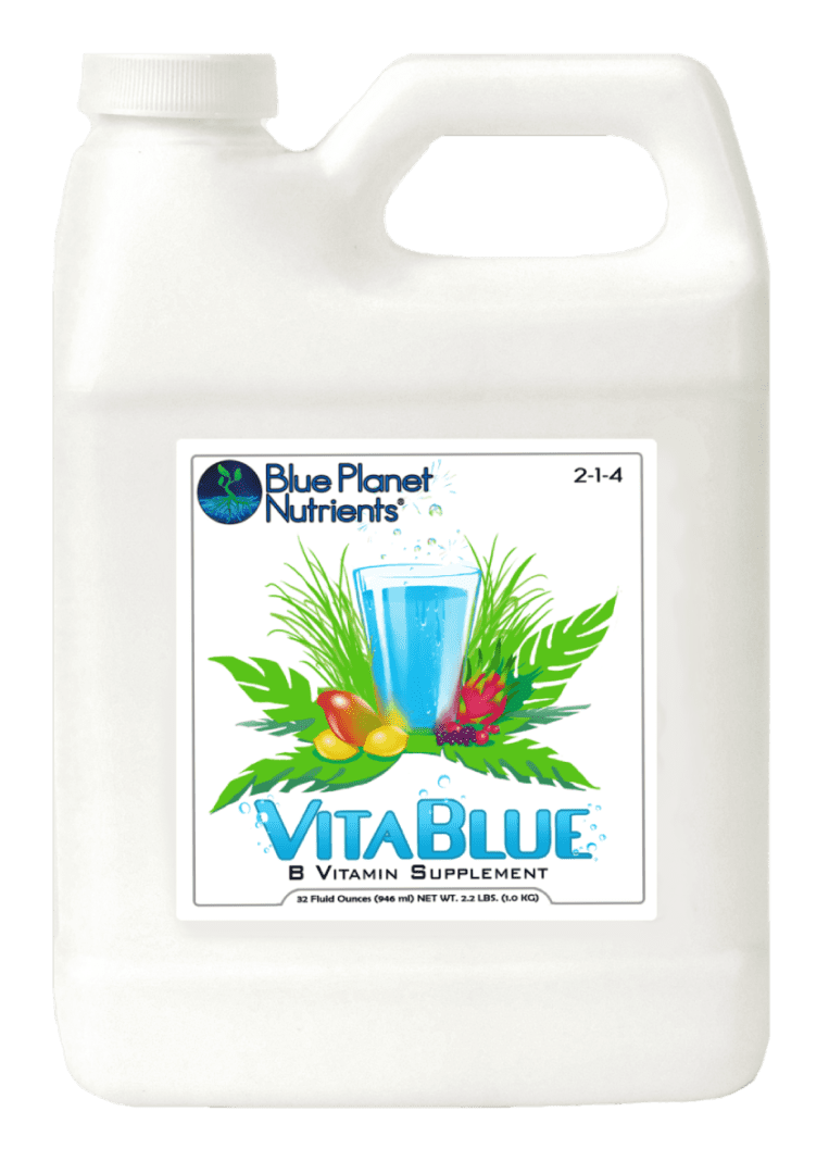 A bottle of blue planet nutrients vita blue